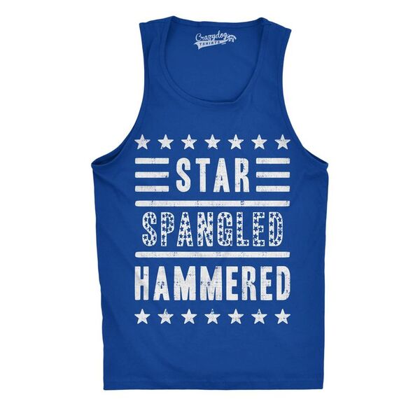 Mens Star Spangled Hammered Funny Shirts Workout Sleeveless Fitness Tank Top - Picture 1 of 4